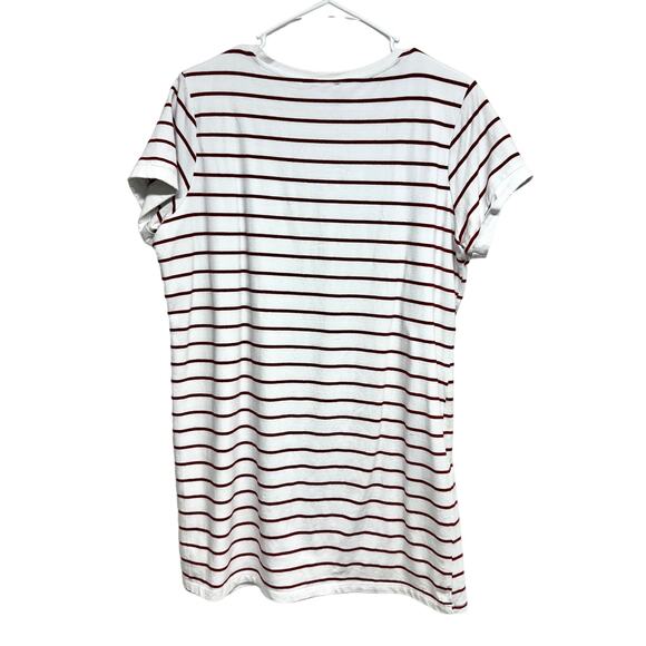 Lulus Women Cafe Society White and Red Short Sleeve Striped Shirt Dress Large - Picture 4 of 4